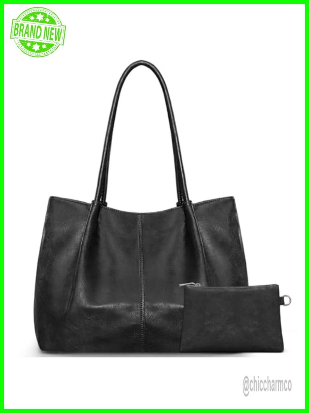 Large Vegan Leather Tote Bag for Women Work Shoulder Purse 16L